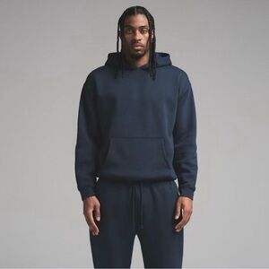 SKIMS FLEECE LOUNGE HOODIE COLOR NAVY SIZE M (Dep)